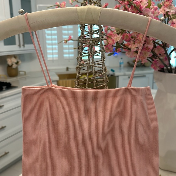 ZARA RIBBED PINK STRAPS BODYSUIT MEDIUM - Picture 2 of 3